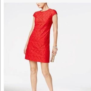 Tommy Hilfiger red lace cap sleeve dress